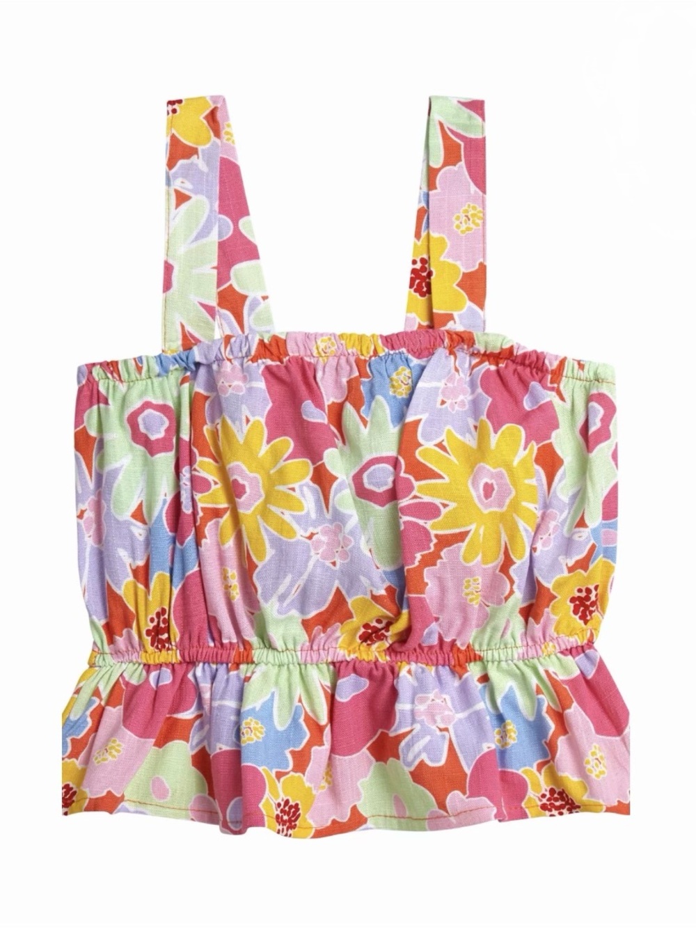 Girls Floral Smocked Tank Top - Multicolor